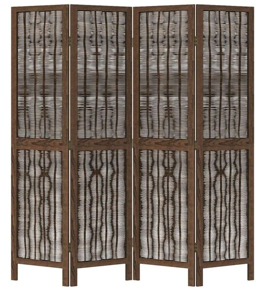 VidaXL 4 Paneles Térelválasztó - Tömör Császárfa - 140-145x160 cm