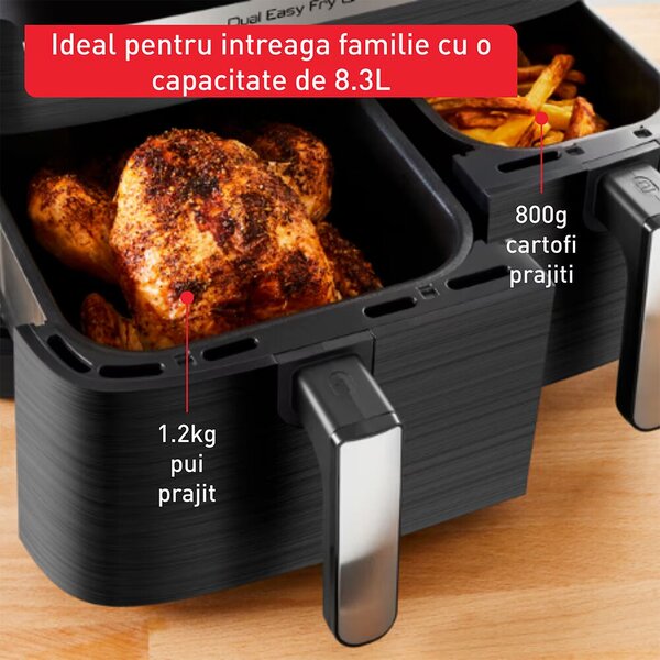 Tefal EY905B10 Dual Easy Fry & Grill Forrólevegős sütő 2700W, Fekete