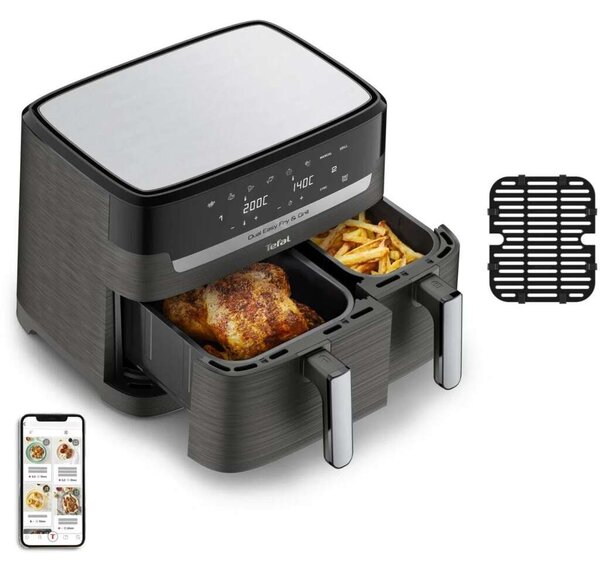 Tefal EY905B10 Dual Easy Fry & Grill Forrólevegős sütő 2700W, Fekete