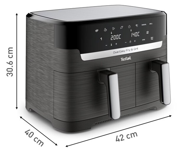 Tefal EY905B10 Dual Easy Fry & Grill Forrólevegős sütő 2700W, Fekete