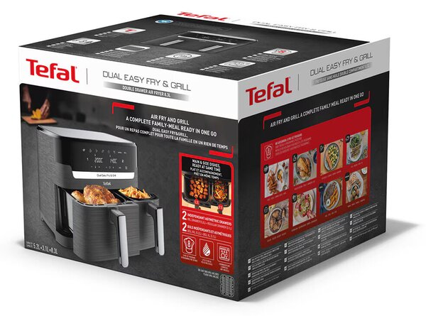 Tefal EY905B10 Dual Easy Fry & Grill Forrólevegős sütő 2700W, Fekete