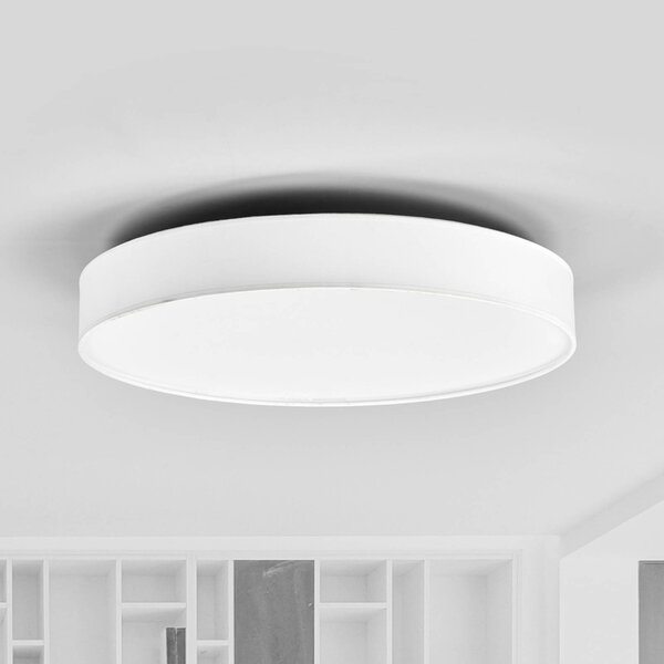 Lindby LED mennyezeti lámpa Saira, Ø 50 cm, fehér, textil, Fehér / opál, Nappali / Étkező, Textil / szövet / selyem, Modern