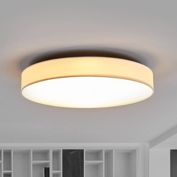 Lindby LED mennyezeti lámpa Saira, Ø 50 cm, fehér, textil, Fehér / opál, Nappali / Étkező, Textil / szövet / selyem, Modern
