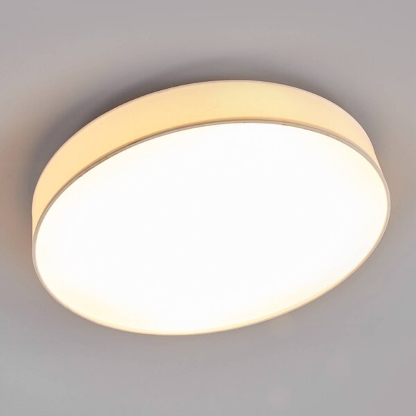 Lindby LED mennyezeti lámpa Saira, Ø 50 cm, fehér, textil, Fehér / opál, Nappali / Étkező, Textil / szövet / selyem, Modern