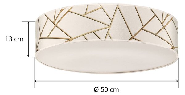 Eko-Light Zulu mennyezeti világítás fehér/arany, kerek, dimmelhető, Sárgaréz / arany, Nappali / Étkező, Textil / szövet / selyem, Modern