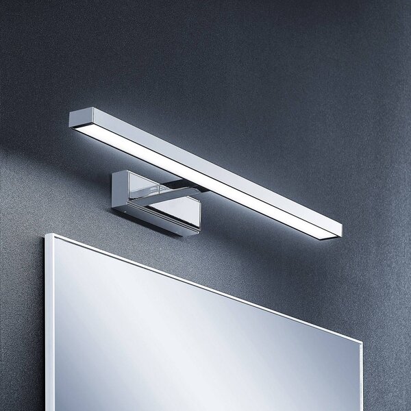 Lindby LED tükörvilágítás Jukka, 60 cm, króm, fém, IP44, Króm / ezüst, Fürdőszoba, Alumínium, Modern