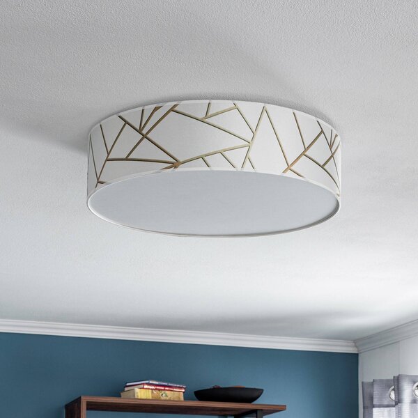 Eko-Light Zulu mennyezeti világítás fehér/arany, kerek, dimmelhető, Sárgaréz / arany, Nappali / Étkező, Textil / szövet / selyem, Modern