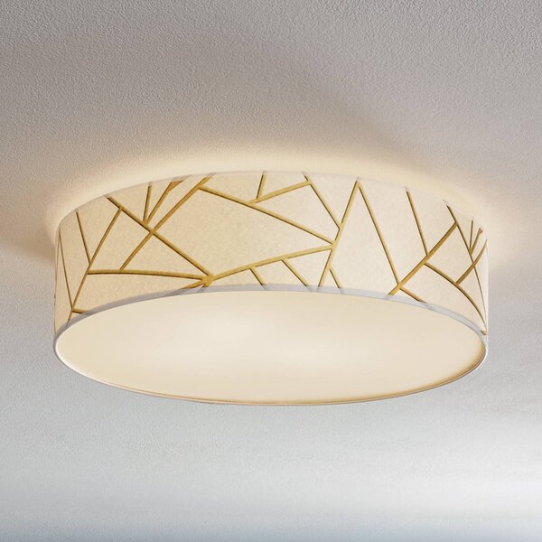 Eko-Light Zulu mennyezeti világítás fehér/arany, kerek, dimmelhető, Sárgaréz / arany, Nappali / Étkező, Textil / szövet / selyem, Modern