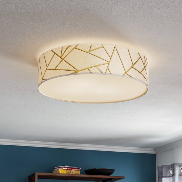 Eko-Light Zulu mennyezeti világítás fehér/arany, kerek, dimmelhető, Sárgaréz / arany, Nappali / Étkező, Textil / szövet / selyem, Modern