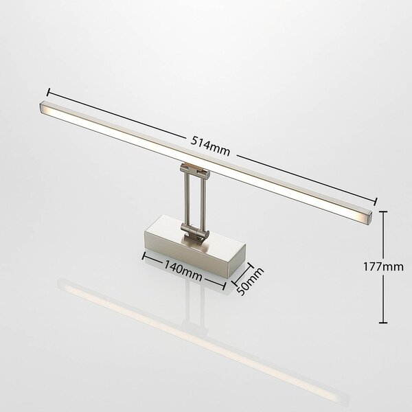 Lucande Thibaud LED kép világítás, nikkel, 51,4 cm, Alu / szürke / cink, Nappali / Étkező, fém, Modern