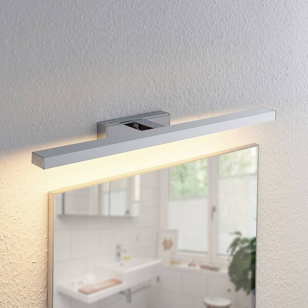Lindby LED tükörvilágítás Jukka, 60 cm, króm, fém, IP44, Króm / ezüst, Fürdőszoba, Alumínium, Modern