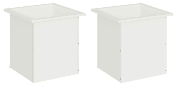 Led-es kerti virágláda 2 db Fehér 40 x 40 x 40 cm Acél