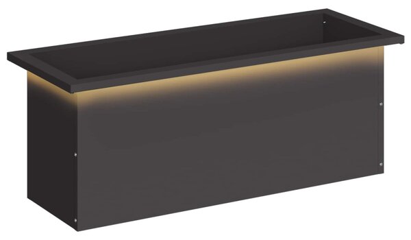 Led-es kerti virágláda Fekete 30 x 80 x 30 cm Acél