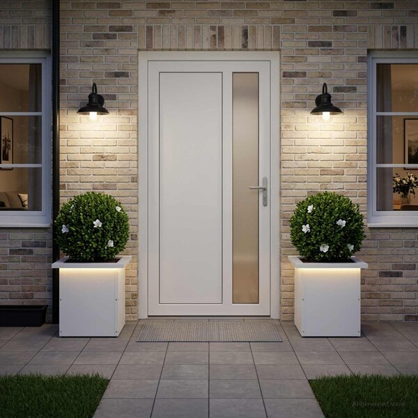 Led-es kerti virágláda 2 db Fehér 30 x 30 x 30 cm Acél