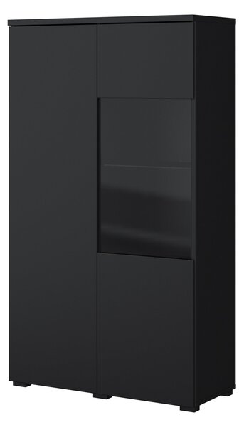 Könyvespolc Baletu 108, Zárt, Ajtókkal, Laminált forgácslap, Üveg, 140x80x35cm, Fekete