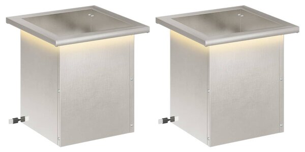 Led-es kerti virágláda 2 db Ezüst 30 x 30 x 30 cm