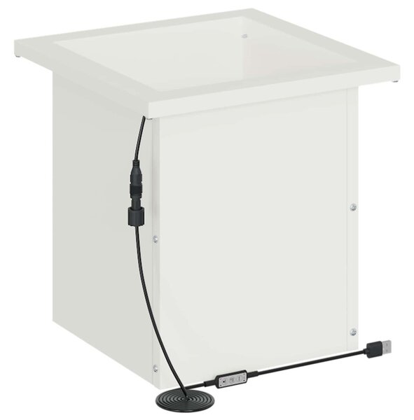 Led-es kerti virágláda 2 db Fehér 30 x 30 x 30 cm Acél