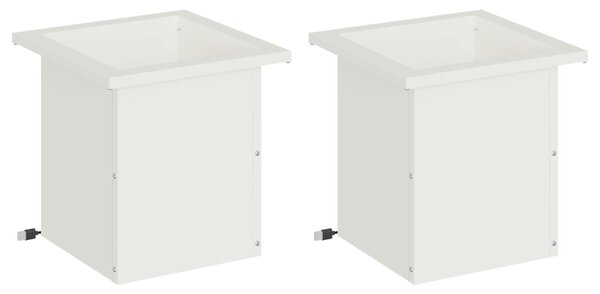 Led-es kerti virágláda 2 db Fehér 30 x 30 x 30 cm Acél
