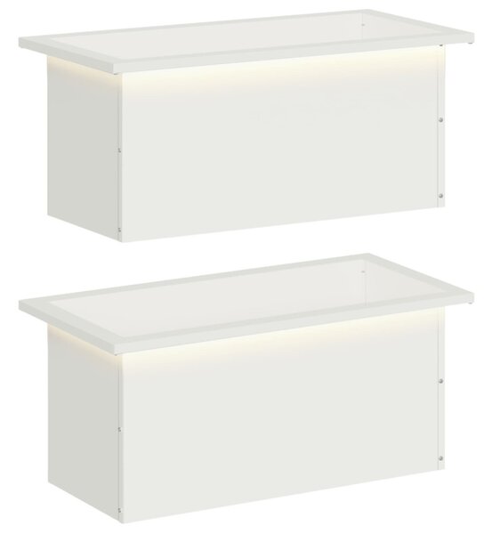 Led-es kerti virágláda 2 db Fehér 30 x 60 x 30 cm Acél