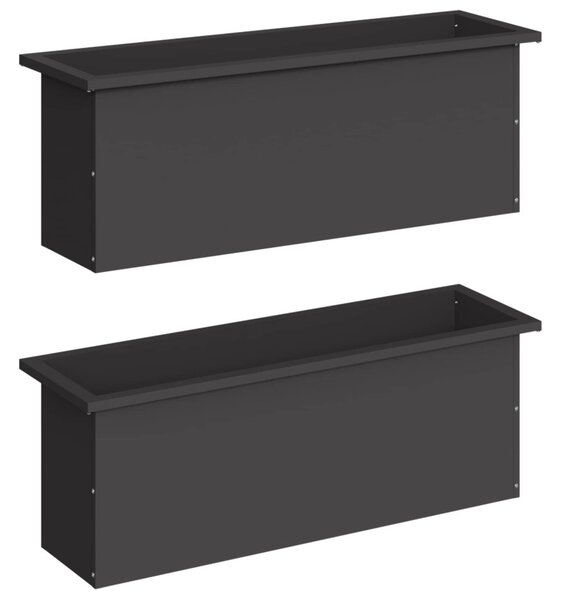 Led-es kerti virágláda 2 db Fekete 30 x 100 x 30 cm Acél