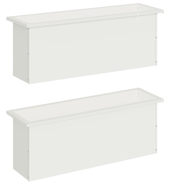 Led-es kerti virágláda 2 db Fehér 30 x 100 x 30 cm Acél