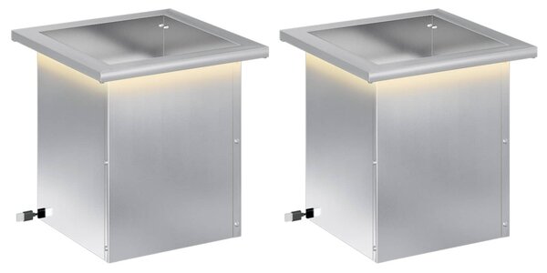 Led-es kerti virágláda 2 db Ezüst 30 x 30 x 30 cm