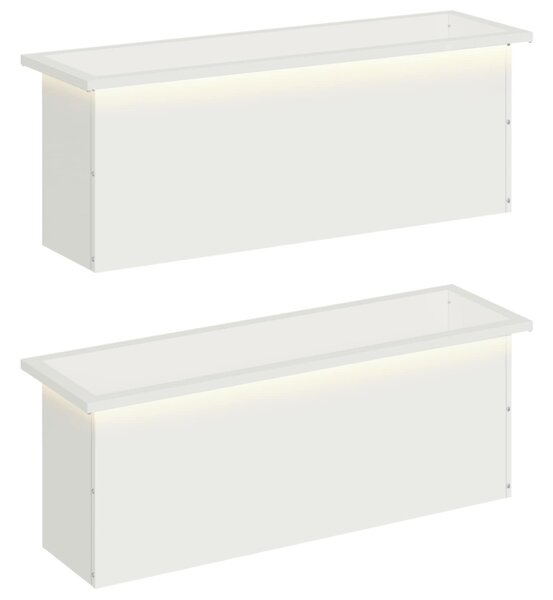 Led-es kerti virágláda 2 db Fehér 30 x 100 x 30 cm Acél