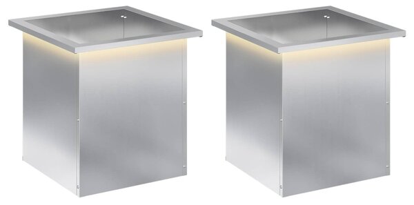 Led-es kerti virágláda 2 db Ezüst 40 x 40 x 40 cm
