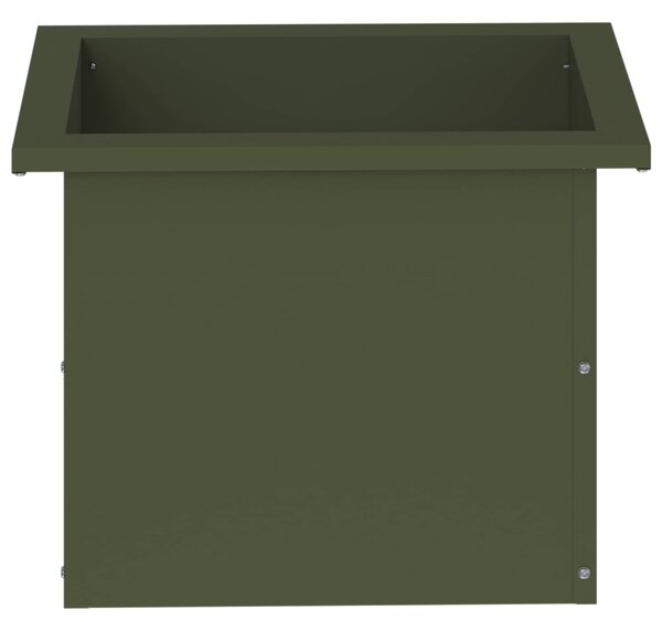 Led-es kerti virágláda 2 db Olajzöld 30 x 40 x 30 cm Acél