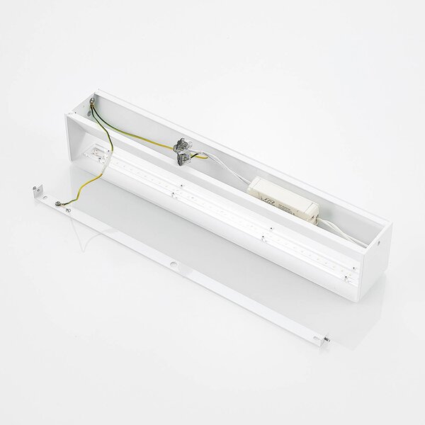Arcchio LED fali lámpa Karam, 53 cm, fehér, fém, fel/le, dimmelhető, Fehér / opál, Nappali / Étkező, Alumínium, Modern
