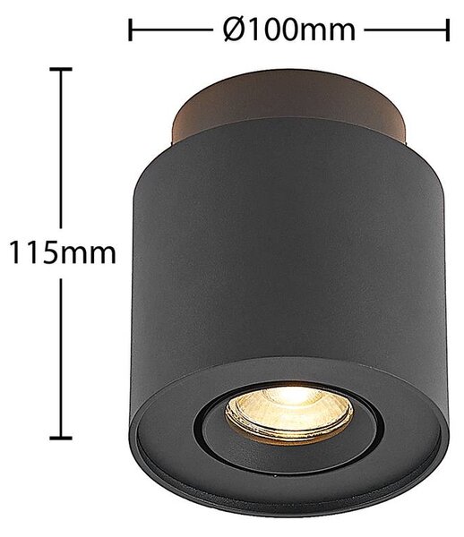 Arcchio mennyezeti lámpa Walisa, Ø 10 cm, fekete, fém, GU10, dimmelhető, Fekete, Nappali / Étkező, Alumínium, Modern