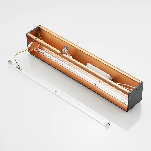 Arcchio LED fali lámpa Karam, 53 cm, fekete, fém, fel/le, dimmelhető, Fekete, Nappali / Étkező, Alumínium, Modern