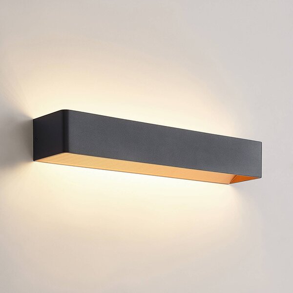 Arcchio LED fali lámpa Karam, 53 cm, fekete, fém, fel/le, dimmelhető, Fekete, Nappali / Étkező, Alumínium, Modern