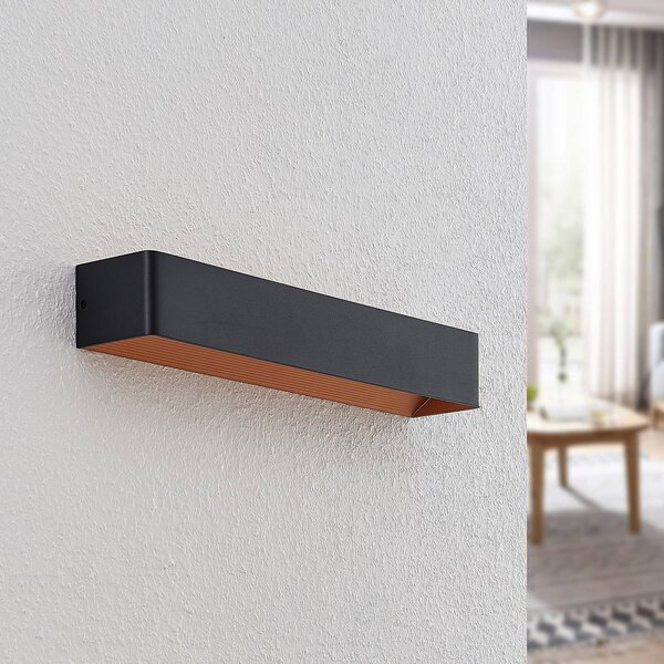 Arcchio LED fali lámpa Karam, 53 cm, fekete, fém, fel/le, dimmelhető, Fekete, Nappali / Étkező, Alumínium, Modern