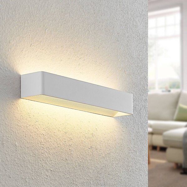 Arcchio LED fali lámpa Karam, 53 cm, fehér, fém, fel/le, dimmelhető, Fehér / opál, Nappali / Étkező, Alumínium, Modern
