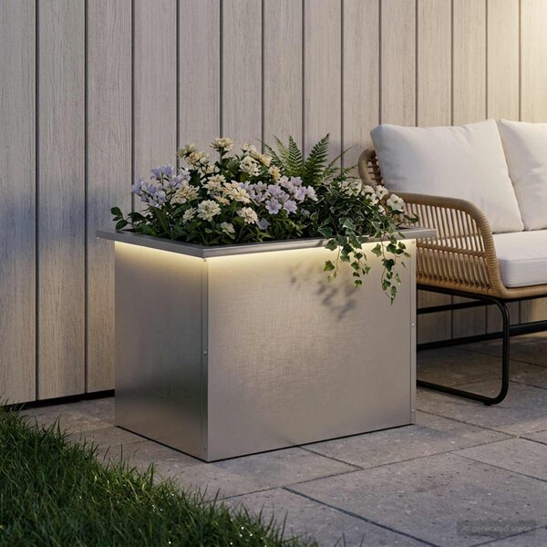 Led-es kerti virágláda Ezüst 40 x 60 x 40 cm Rozsdamentes Acél