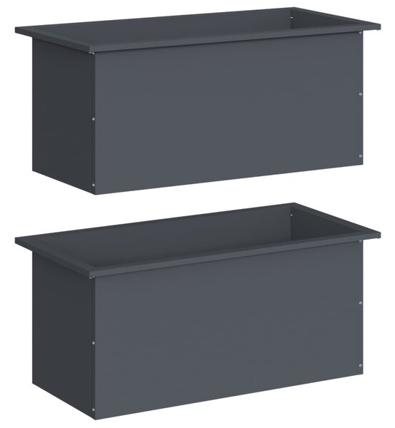 Led-es kerti virágláda 2 db Antracit 40 x 80 x 40 cm Acél