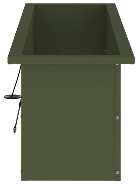 Led-es kerti virágláda 2 db Olajzöld 30 x 100 x 30 cm Acél