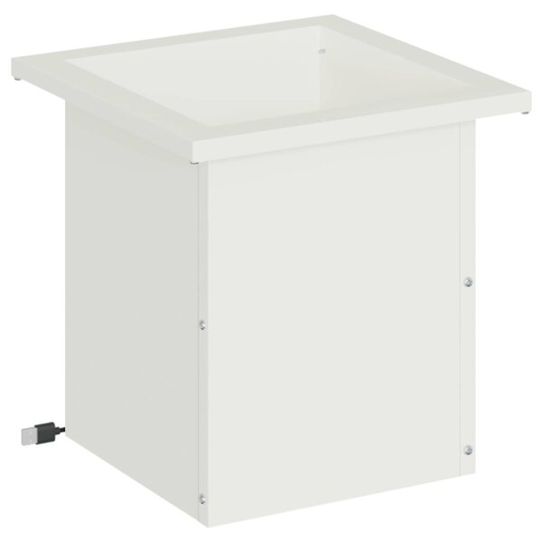 Led-es kerti virágláda Fehér 30 x 30 x 30 cm Acél