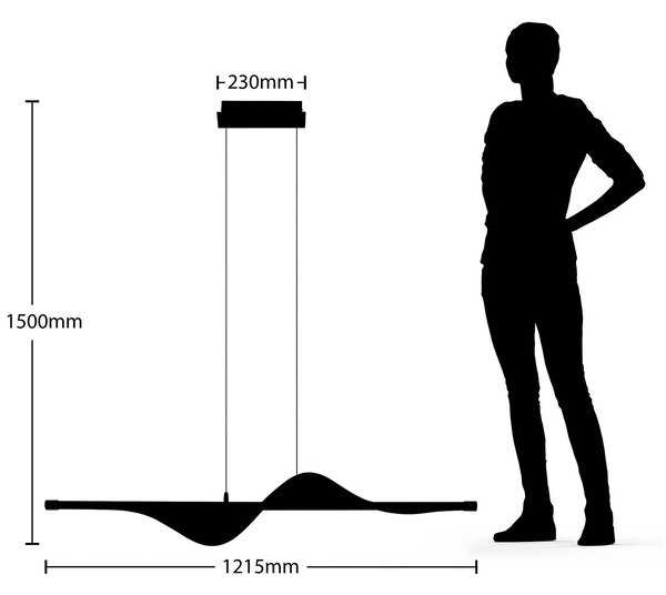 Lucande LED-es függőlámpa Edano, 122 cm, fehér, textil, dimmelhető, dimmelhető, Fehér / opál, Nappali / Étkező, Textil / szövet / selyem, Modern