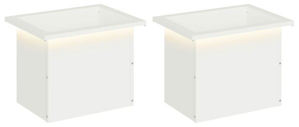 Led-es kerti virágláda 2 db Fehér 30 x 40 x 30 cm Acél