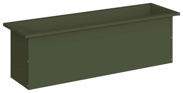 Led-es kerti virágláda Olajzöld 30 x 100 x 30 cm Acél