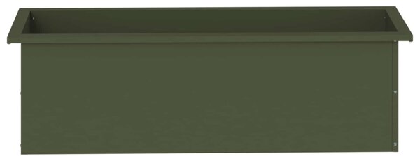 Led-es kerti virágláda 2 db Olajzöld 30 x 100 x 30 cm Acél