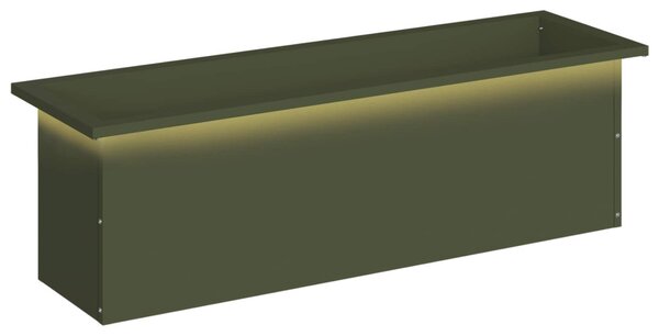Led-es kerti virágláda Olajzöld 30 x 100 x 30 cm Acél