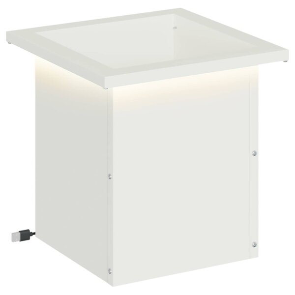 Led-es kerti virágláda Fehér 30 x 30 x 30 cm Acél
