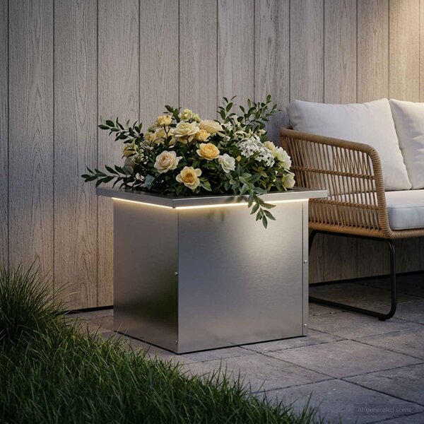 Led-es kerti virágláda Ezüst 30 x 40 x 30 cm Horganyzott Acél