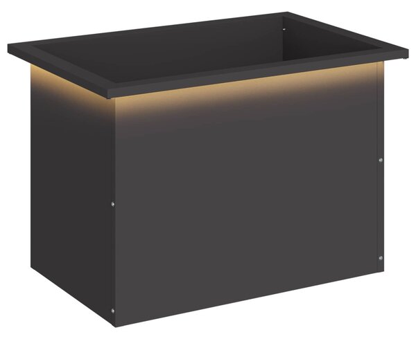 Led-es kerti virágláda Fekete 40 x 60 x 40 cm Acél