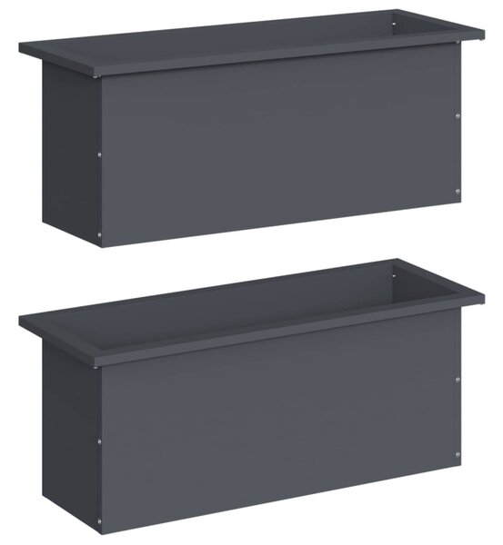 Led-es kerti virágláda 2 db Antracit 30 x 80 x 30 cm Acél