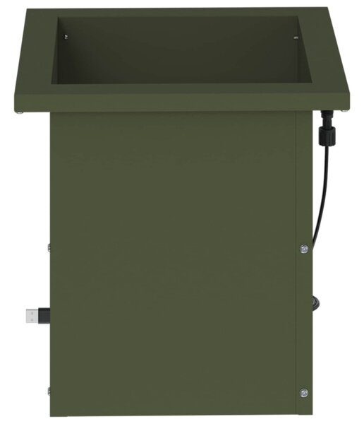 Led-es kerti virágláda 2 db Olajzöld 30 x 30 x 30 cm Acél