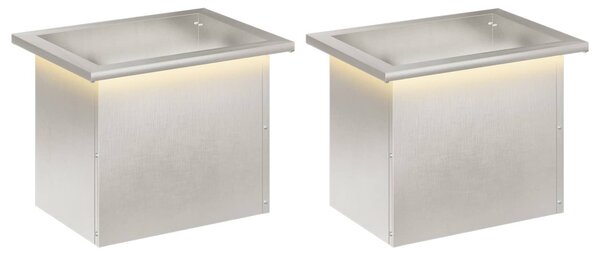 Led-es kerti virágláda 2 db Ezüst 30 x 40 x 30 cm